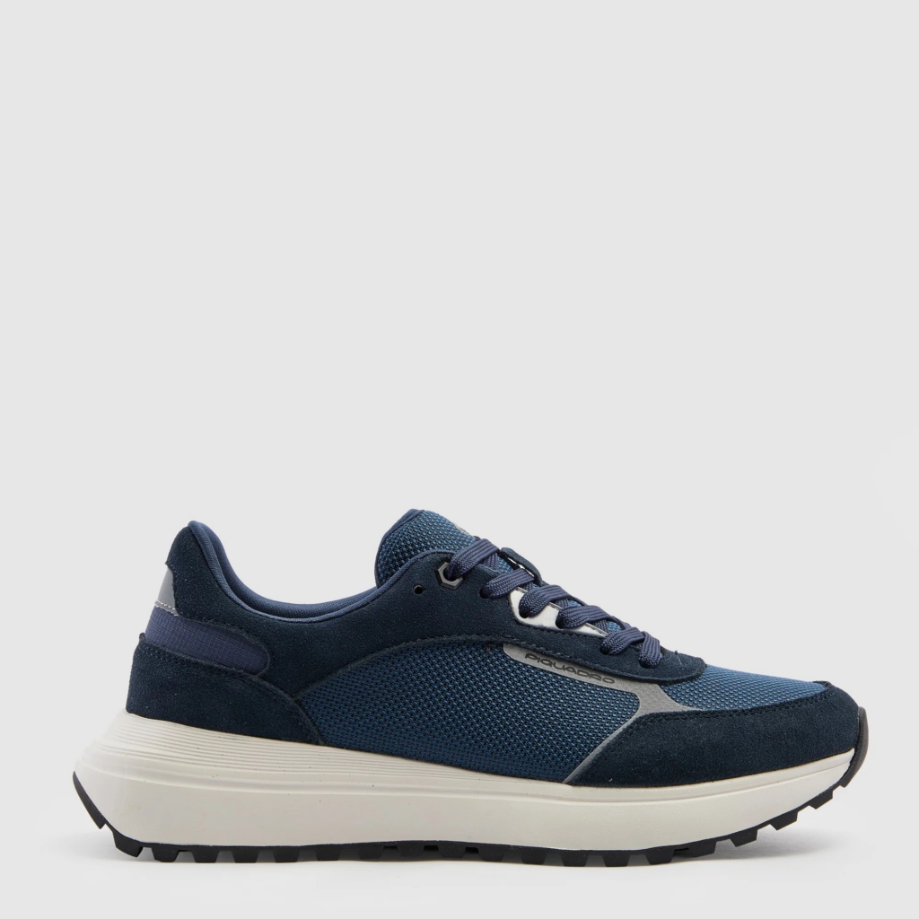 SNEAKER STRINGATA CAMOSCIO E TELA PIQUADRO