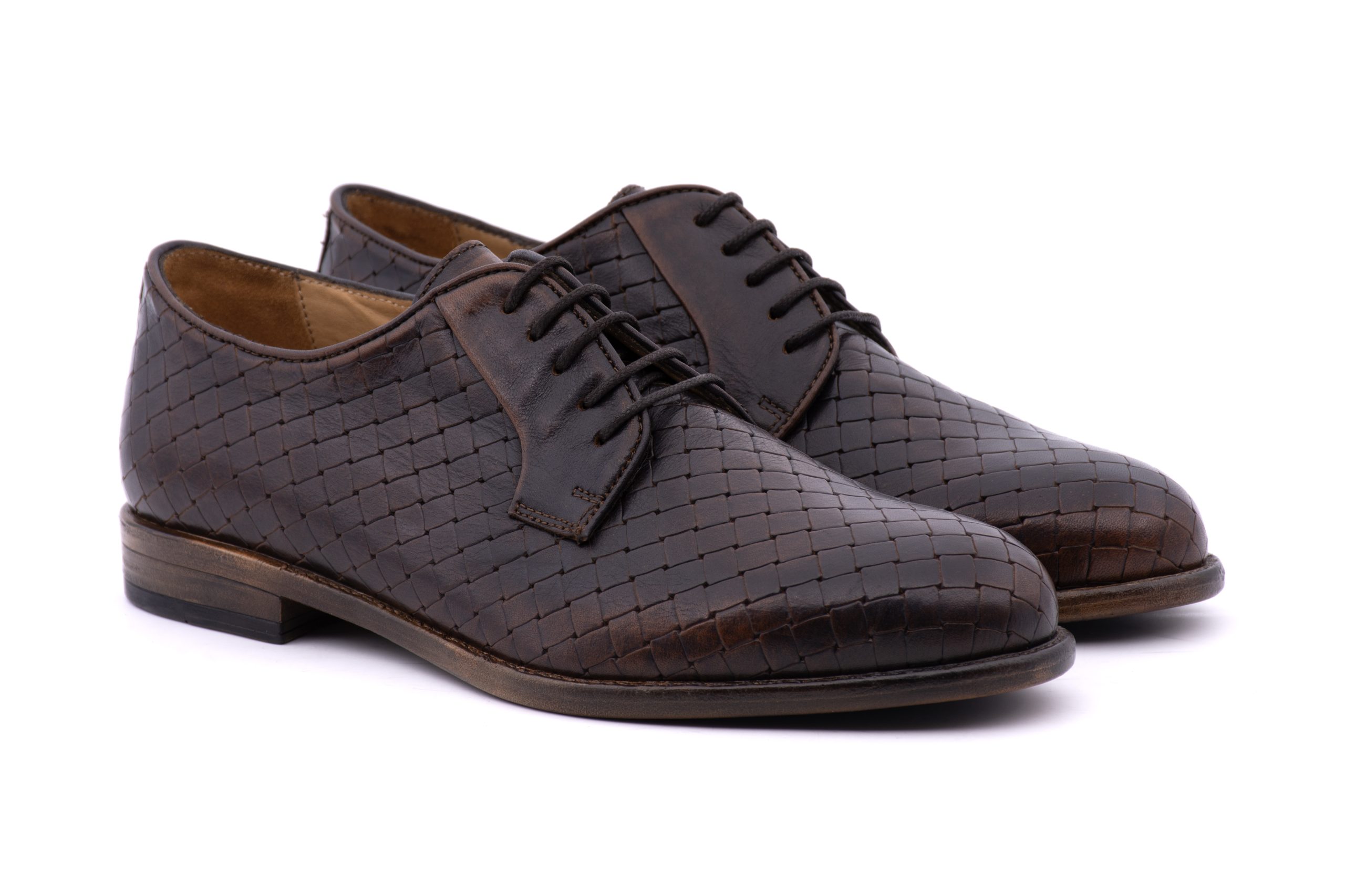 SCARPA DERBY INTRECCIATA SOLDINI ANTICA CUOIERIA UOMO