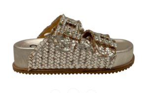 CIABATTA A DUE FASCE CON FIBBIE GIOIELLO MARY MODE DONNA