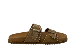 CIABATTA A DUE FASCE CON BORCHIE MIRROR MODE DONNA