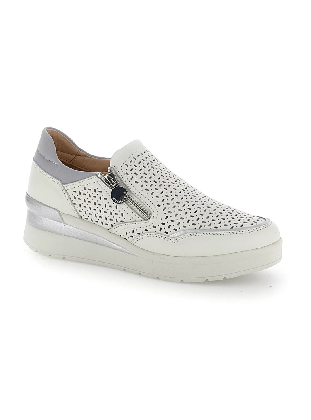 SLIP ON CON ZIP LATERALE CREAM 50 STONEFLY DONNA