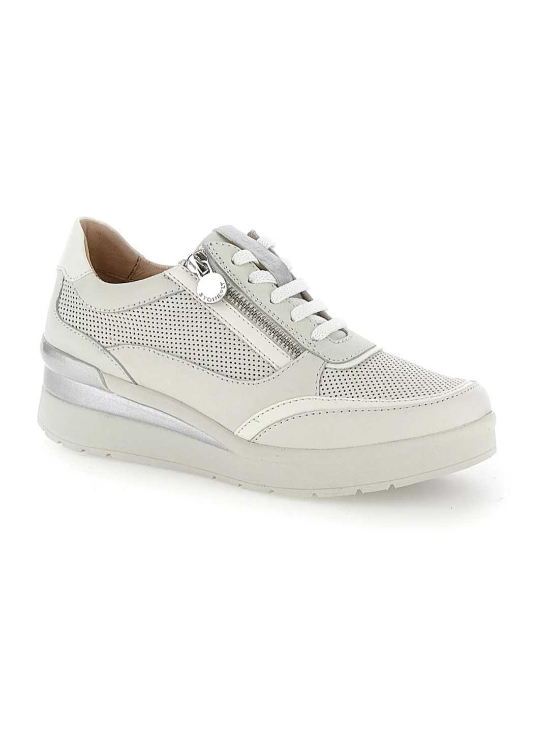 SNEAKER ALLACCIATA CON ZIP LATERALE CREAM 52 STONEFLY DONNA