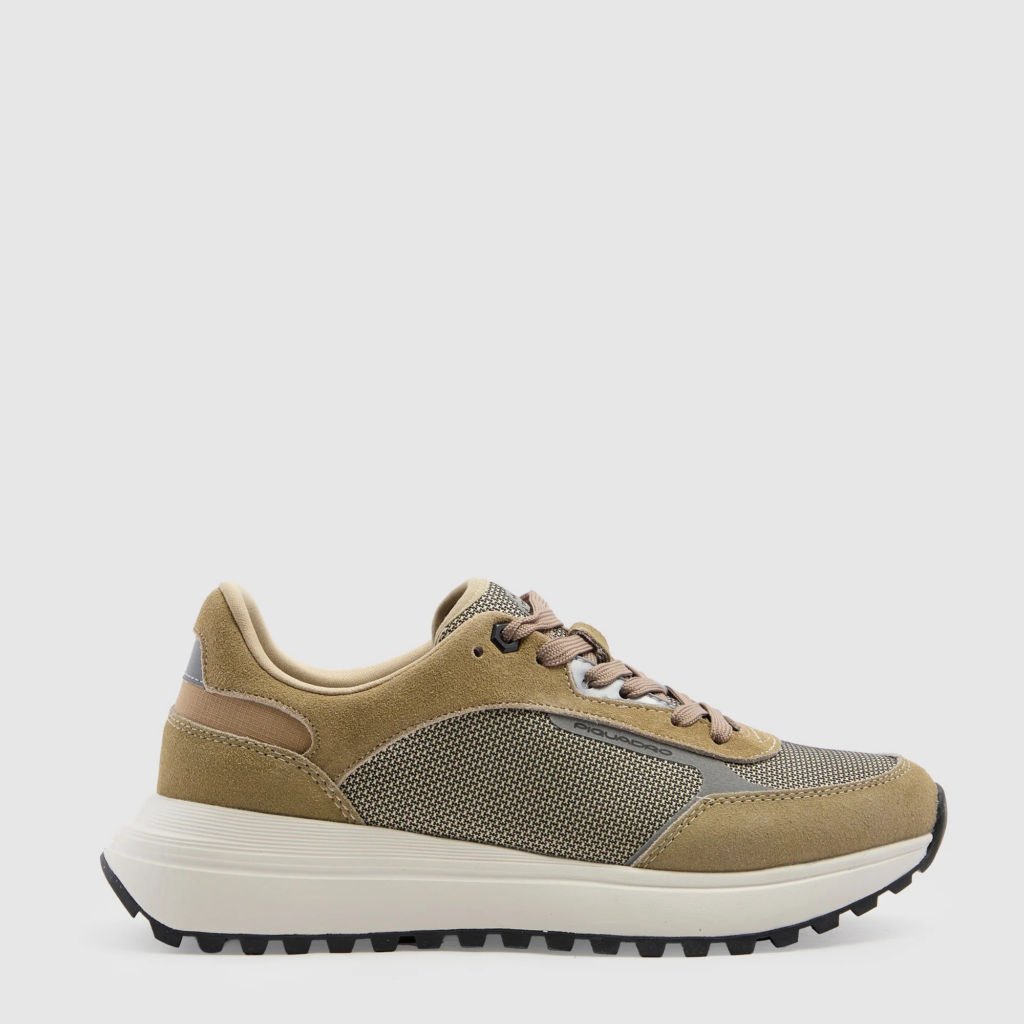 SNEAKER STRINGATA CAMOSCIO E TELA PIQUADRO