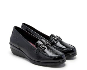 MOCASSINO CON ZEPPA IN VERNICE DECORATA CON FIBBIA 24HRS DONNA